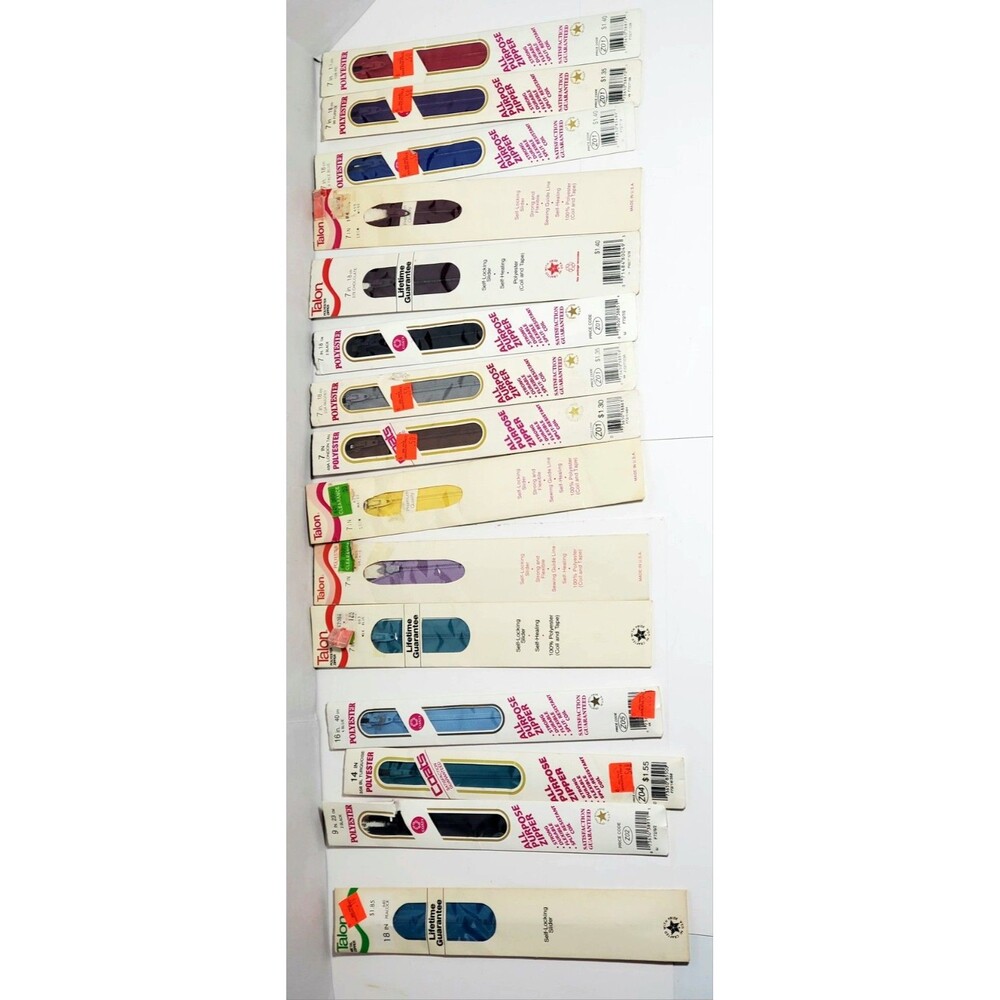 Lot Vintage Talon Zippers NOS 7–18" Assorted Colors Sewing Notions Craft